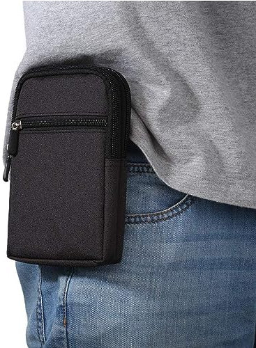 Narunii Etui Ceinture Clip Sacoche Universel,Sac de Téléphone Portable,Pochette Ceinture Homme Multi Poches Portefeuille Zippée Étui pour Universel Smartphone (Noir)