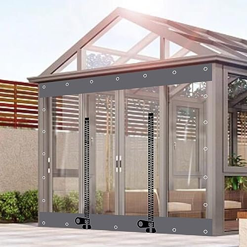 KOOEIN Outdoor Curtains,Pvc Tarpaulin Side Panels Transparent Waterproof,Weather Resistant,Partition Tarp Curtains,Spliced-Customizable Tarpaulin,Multi-Size Canopy,Thickened,W×H-2×3.3m(6.6 * 10.8ft)