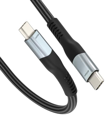 huaham 240W USB 4 Kabel 1m, unterstützt 8K @ 60Hz HD Display & 40Gbps Datenübertragung, USB C auf USB C Schnellladung für iPhone 15/Pro/Plus/Pro Max, Samsung Galaxy, Hub, Dockingstation, Monitore