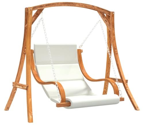 Tidyard Holz-Gartenschaukel mit Auflage Hängesessel Schaukelbewegung Hängeschaukel Schaukelsessel Hängestuhl Schaukel Mit gebogenem Oberbalken und Beinen,Maximale Belastbarkeit:110 kg Massives