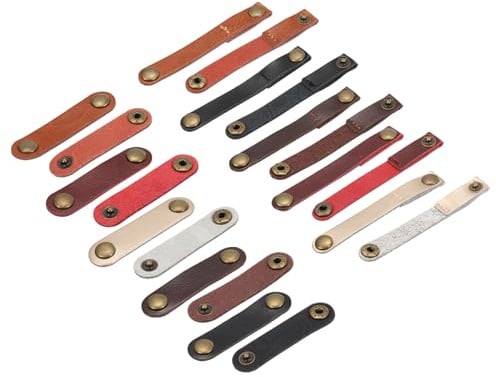 QUARKZMAN 20 Stück Kabel Organizer Rindsleder Kabelbinder Set, Kabelhalter Aufwicklung Multifunktionale Kabelmanagement für Kopfhörer USB Ladekabel, Schwarz/Gold/Braun/Hellbraun/Burgund