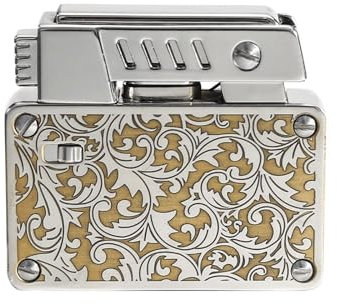 Beidseitig geschnitztes Kerosinfeuerzeug, weiche Flamme, automatische Ein-Knopf-Popup-Zündung, Taschenlampen-Flammensicherheitsverriegelung, zwei Brenner, geeignet for Sammeln und Verschenken ( Color