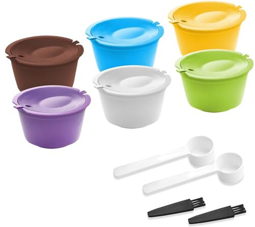 6 Pièces Dosettes de Café Réutilisables, Capsule Café Réutilisable pour Dolce Gusto Reutilisable Capsules Café pour Dolce Gusto Rechargeables Écologique(2*Brosse Nettoyage+2*Cuillère Mesurer + PDF)