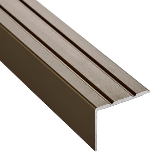 SOTECH 3 Stück Treppenprofil 1000 x 25 x 18 mm, selbstklebend, bronze eloxiert, Treppenschutz aus Aluminium für Laminat, Fliesen, Parkett uvm.