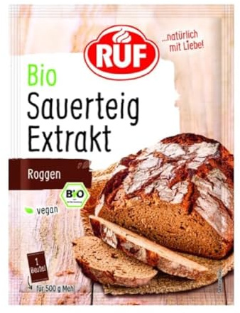 RUF Bio Sauerteig-Extrakt, getrockneter Sauerteigextrakt aus Bio Roggen-Vollkornmehl, Roggensauerteig zum Backen von Brot & Brötchen, 2er Pack