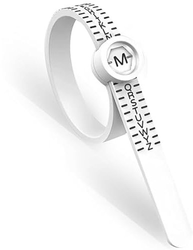 1Pcs Ring Sizer Gauge Measure Wedding Gauge Ring Sizer, UK Ring Sizer Measure Sizes A-Z with Magnifying Glass Adjustable Ring Measurement Tool for Men andWomen,Ring Sizer Measure(White)