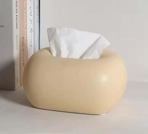 Baamur Keramik Kosmetiktücherbox Beige, dekorativer Taschentuchspender für Wohnzimmer, Badezimmer und Flur, praktische Tissue Box, Elegante Kosmetiktücher Aufbewahrung, Design für jedes Zuhause