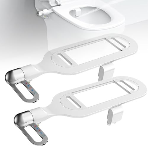 Phito Bidet Toilet Seat Dual Nozzle, Airlando Smart Toilet Flusher,Non-electric Dual Nozzles Bidet Attachment for Toilet,Toilet Seat Bidet Mechanical Flusher 2 Modes(2*Single cold)