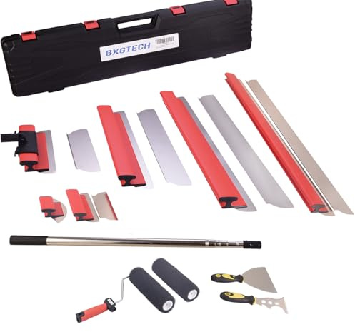 Drywall Tools Skimming Blade with 9 inch Compound Roller - 10, 14, 24& 32 40 Blades with 2 Pack 0.3 mm Blades,Taping Knife, Arc Scraper, Construction Tools