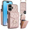 Draamvol for iPhone 16 Case Wallet Shockproof Leather iPhone 16 Phone Case with Card Holder Ring Holder Detachable Necklace Magnetic RFID Blocking Air Bumper Cover,Rose Gold