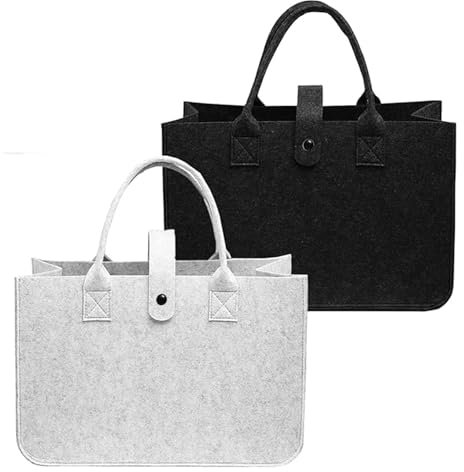 YILANJIN 2 Pezzi Borsa in Feltro, Grande Borsa per la Spesa con Manico, Multifunzionale, Riutilizzabile, Pieghevole Sacchetti in Feltro per Stoccaggio, Giocattoli, Viaggi 30 x 18 x 20CM
