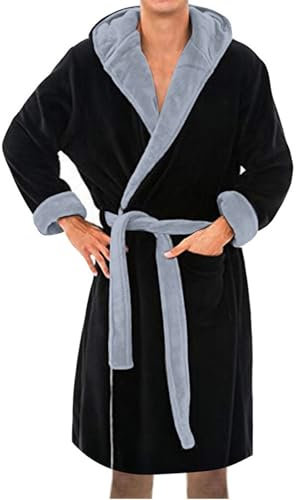 Bata cambiadora para hombre, bata de baño para hombre con capucha y cinturón, bata de toalla súper suave, bata de toalla cálida para otoño, poncho de felpa de invierno para ropa de descanso, bata de