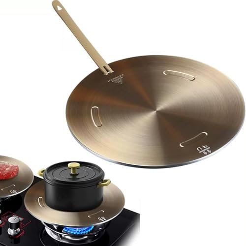 Heat Diffuser for Gas Stove, NISPOTDOR Induction Cooktop Adapter Plate, Heavy Duty Simmer Plate Induction Hob Converter Plate Adapter with Detachable Handle 28cm