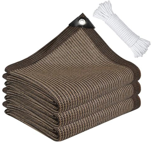 Red de Sombra,Malla Sombra con Ojales, Malla Sombreadora Jardin,Lona Sombra Exterior,Fácil de Colgar,Resistente a Los Rayos UV,Transpirable y Protector Solar,para Pérgola, Jardín (Marrón,3x4m)