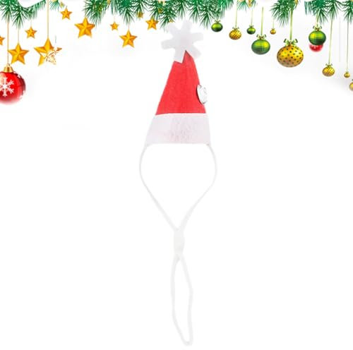 Yianyal Meerschweinchen-Mütze | Weihnachtsmütze für kleine Tiere, rot, kleine Weihnachtsmütze mit verstellbarem Gummiband für Hamster, Meerschweinchen, Chinchilla
