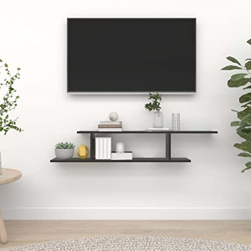 CFODOJ Home & Garden,Furniture Wall Mounted TV Shelf Black 125x18x23cm Engineered Wood