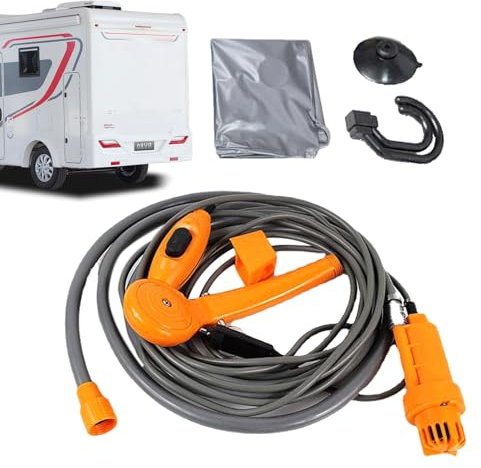 Ducha portátil, bomba de cabezal de ducha exterior: enchufe y juego de ducha portátil para el campamento para el campamento nadando al aire libre caminata de senderismo portátil al aire libre para aca