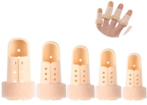 5 Stück Fingerschiene + 5 Fingerschutz Elastisch, Verstellbare Fingerschiene für Zeige-, Mittel- und kleinen Finger, Bequemer Fingerkuppenschutz nach Verletzung, Wiederverwendbar und Atmungsaktiv