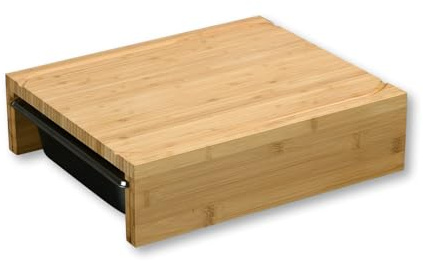 KESPER | Schneidebrett mit 2 Auffangschalen, Bambus, 35 x 29 cm | 58355 | Schneiden und direkt in zwei ausziehbaren GN-1/4-Schalen auffangen