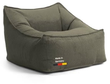 mokebo Sitzsack Sessel aus Cord 'Der Lümmel' (83x73x60 cm) Made in Germany, XXL Sitzsack, Cord Sessel, auch als Riesensitzsack für Wohnzimmer und Wintergarten in Grün