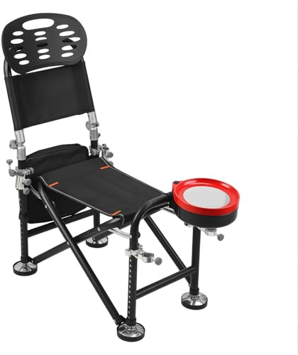 Wufuuoa Sedia da pesca con supporto per canna, sedia regolabile da pesca sul ghiaccio con schienale, sedie da campeggio pieghevoli, altezza 21 cm, supporta 150 kg, per escursionismo, pesca, spiaggia