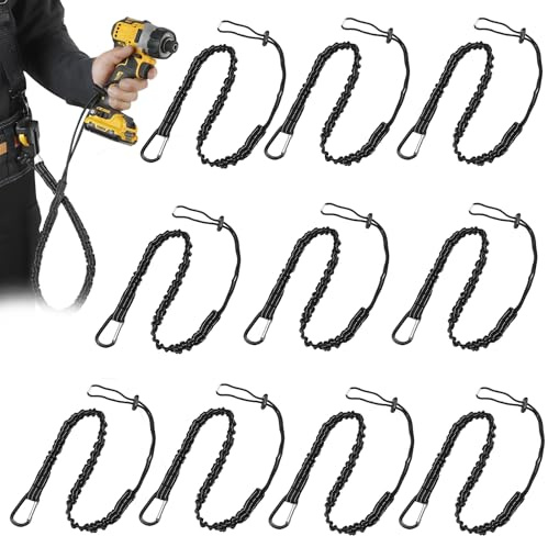 RTDHO 10 Pack Tool Lanyard with Spring Carabiner and Adjustable Loop | 90-130cm Stretch Length Maximum Weight Limit 10KG 22.04lb,Tool Lanyard for Working at Height Fall Protection Scaffold Tools