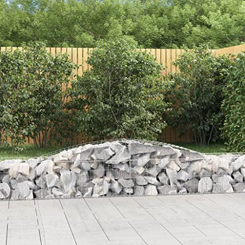 SKTQYQO Paniers de gabions à arc 3 pièces 400 x 50 x 40 / 60 cm en fer galvanisé pour barrières de jardin décoratives et acoustiques, structure stable pour le rangement, idéal pour le patio