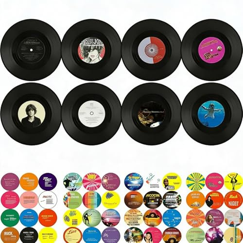 AcryStelith 8 Stück Schallplatten Dekoration Wand, Vinyl Schallplatte Retro, Partydekoration Schallplatte, Für Dekoration von Bars, Café, Cafeteria, Party, Zuhause (7inch)