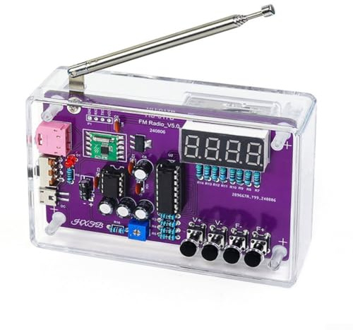 FM Radio Soldering Kit, DIY Electronics Assembly with RDA5807 Module 87-108MHz, USB or Battery Powered, Adjustable Volume and Channel, Educational STEM Project for Beginners(With Case)