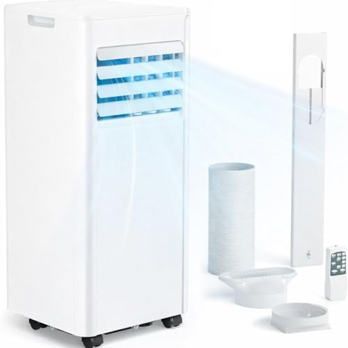 JUNG LIFEAIR Mobile Klimaanlage 9000 BTU / 2,6 KW, 3-in-1 mobiles Klimagerät, Ventilator, Luftentfeuchter, inkl. Fenster-Installationsset, Für Räume bis 25 m², 24h-Timer, Abluftschlauch