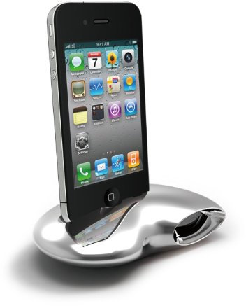 Ozaki iSuppli Nautilus Metall-Dockingstation für Apple iPhone 4 /4S [Stabiles Metall |festes USB-Kabel |mit eingebautem Klangverstärker | Perfekt für FaceTime]