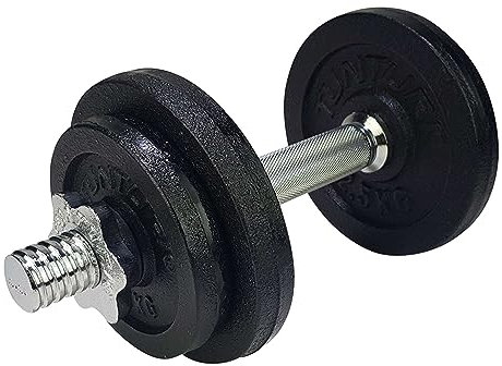 Tunturi Hantel Gusseisen 10kg - Hantelset mit Schraubverschluss - Kurzhantelset - 1 Hantelstange - 30mm - inkl. kostenlose Fitness-App