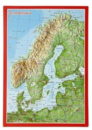 Reliefpostkarte Skandinavien