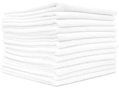 The Rag Company - All-Purpose Microfiber Terry Cleaning Towels - Commercial Grade, Highly Absorbent, Lint-Free, Streak-Free, Kitchens, Bathrooms, Offices, 300gsm, 12in x 12in, White (12-Pack)