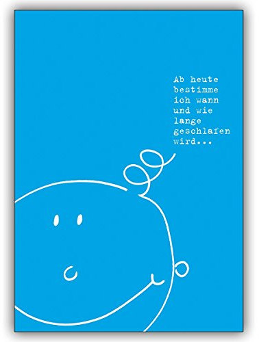 10x Lustige Babykarte mit illustriertem Frechdachs zur Geburt eines kleinen Jungen • niedliche Willkommens Grußkarte, Gratulations-karte für Mutter und Kind, Mitarbeiter, Familie, Freunde