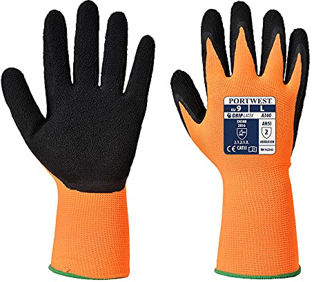 Portwest A340 High Visibility Grip Glove - Latex Foam Orange/Black, Medium