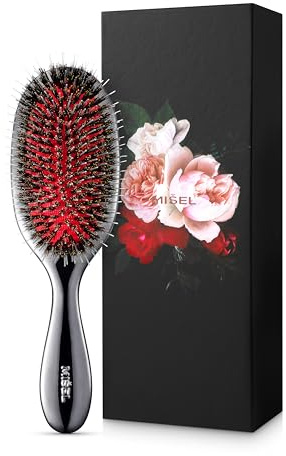 MISEL Professionelle Wildschweinborsten-Haarbürste für Frauen und Männer | Entwirrt Alle Natürlichen Haartypen und Haarverlängerungen | Ideal für Wellige und Glatte Haare | Salon-geprüft | Mittel