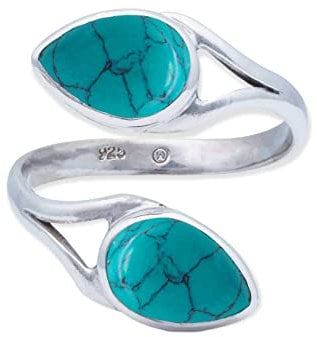 Ring 925 Silber Türkis Edelstein größenverstellbar echt Silber Damen Sterling Silber Geschenk (MRV-088-15)