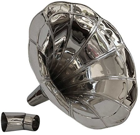 aubaho Trichter Grammophon Horn silberfarben im antik Stil Gramophone (D)