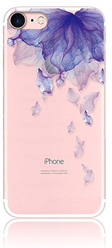 CrazyLemon Hülle für iPhone 6S, Hülle für iPhone 6, Silikon Dünn Case Transparent Weich Cover Ultra Slim TPU Schlank Bumper Handyhülle Soft für iPhone 6S iPhone 6 4.7 Zoll - Lila Blume