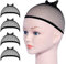 URAQT Wig Cap,Perücke Kappen Caps Nylon Haarnetz Dehnbare,Perückekappe Schwarz Mesh und Neutral Nackt Beige, Elastische Netz Perückennetz(4pcs) (4pcs Schwarz Mesh)