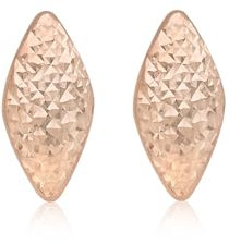 CARISSIMA Women's 9ct Rose Gold Diamond Cut Rhombus Stud Earrings - 7.8mm x 15.5mm