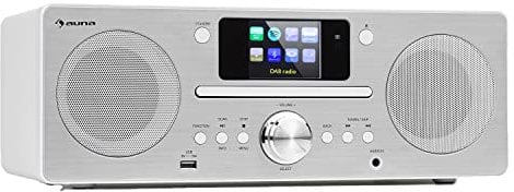Auna Radio Portatile DAB con Bluetooth e Lettore CD, FM/DAB/DAB+, Sistema Stereo AUX, Display TFT, Telecomando, Sveglia, MP3 e Streaming, Vintage in Legno 30W