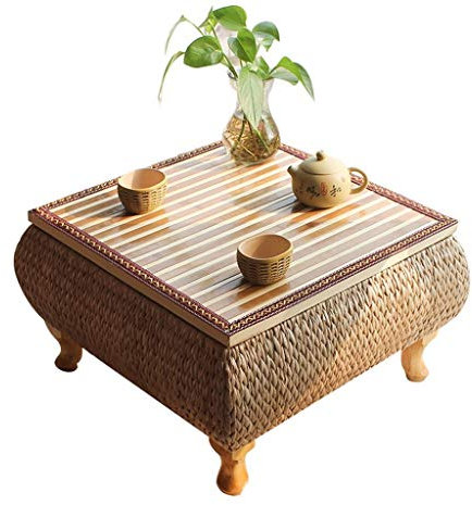 Gartenmöbel & Zubehör Tische Couchtisch Wohnzimmer Bambus Tisch Bett Computertisch kreatives Stroh Teetisch Schlafzimmer Wohnzimmer Balkon, handgefertigt (Color : Wood, Size : 60 * 60 * 30cm)