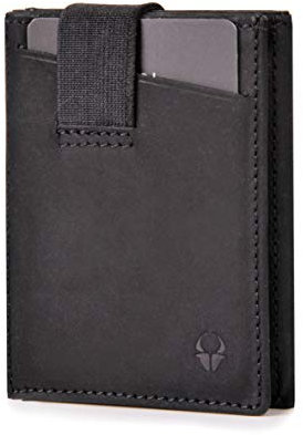 DONBOLSO Wallet II Geldbörse Herren - Leder Slim Wallet mit Münzfach - Kartenetui für bis zu 13 Karten - Minimalistische Mini Geldbörse mit RFID-Schutz - Leder Schwarz