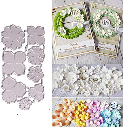 8pcs Flower Metal Die Cuts,Little Flower Leaf Border Cutting Dies Cut Stencils for DIY Scrapbooking Album Decorative Embossing Paper Dies for Card Making