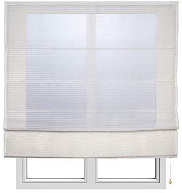 STORESDECO Raffrollo mit Stangen 250H x 90B - Waschbares Faltrollo zum Bohren inkl. Montagematerial - Lichtdurchlässige Roman Blinds mit Kindersicherung für Fenster & Türen - Gardinen Rollo Küche