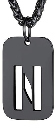 Richsteel schwarz Buchstabenkette N Hundemarke Anhänger Punk Style Partnerkette Namenskette