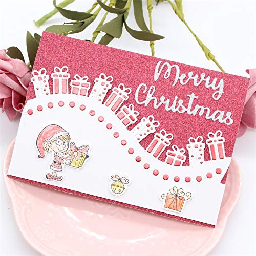 YunTrip Metall-Stanzformen mit Aufschrift Merry Christmas, Geschenk-Bordüre, Schablonen für DIY, Scrapbooking, Fotoalbum, dekoratives Papier, Basteln, Kartenherstellung