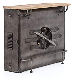 Woodkings Bartresen Camera | Bartisch 125x110x55cm aus Metall und Mangoholz | Design Barregal für Wohnzimmer & Bar | Handarbeit - Unikat